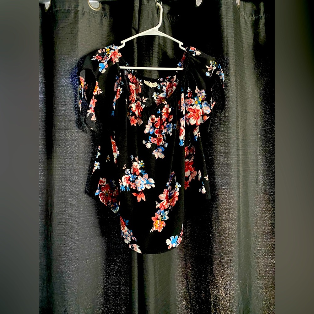 Floral Blouse Off the Shoulders